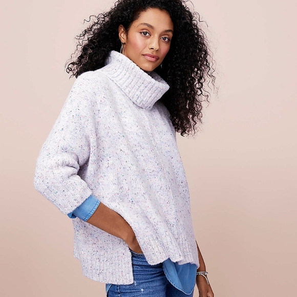 Nwt Loft Flecked Turtleneck Poncho 
